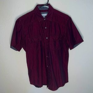 pd&c, Small, Red and Black, Short Sleeve, Button Down Shirt